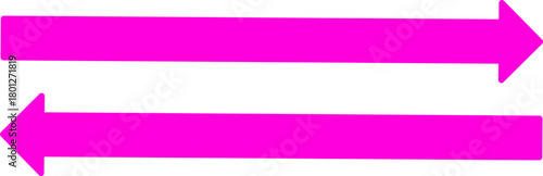 Vibrant pink arrows pointing in opposite directions on a clean white background, symbolizing duality, movement, exchange, and opposite flows in a bold minimal design.
