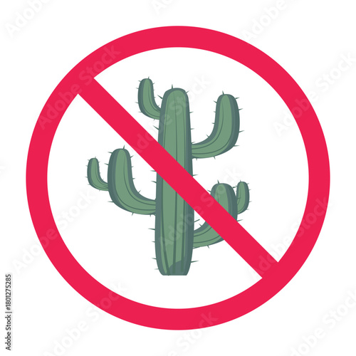 No cactus sign vector icon
