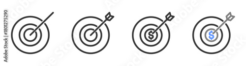 The Ultimate goals Styles with Variations Line of icon set vector illustration