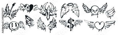 A Collection of Winged Graffiti Art Pieces, Artistic Style