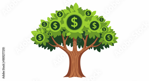 A vibrant illustration of a tree with dollar signs as leaves, symbolizing financial growth.