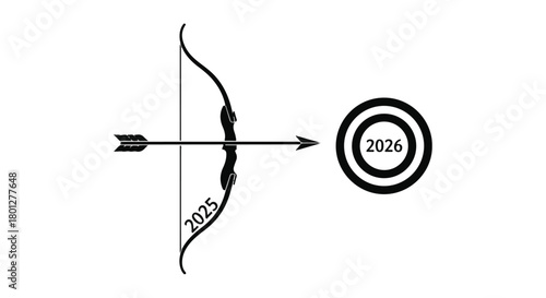 Archer aims at target with 2026, ready to shoot from 2025