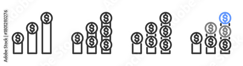 The Ultimate income level Styles with Variations Line of icon set vector illustration