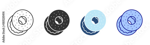 Bagel Icon Set. Designed In Multi Style
