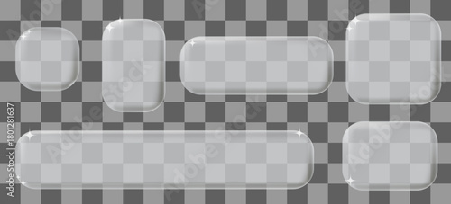 3d Y2K White Glass Frames UI UX elements. Vector set of Translucent geometric billboards for decoration and covering. Modern and sleek design suitable for websites and user interfaces.