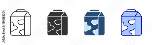 Milk Icon Set. Designed In Multi Style