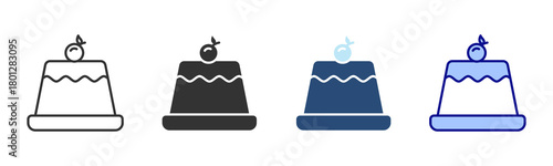 Pudding Icon Set. Designed In Multi Style