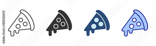 Pizza Icon Set. Designed In Multi Style