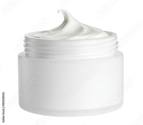 cosmetic cream jar. white cream isolated on white background.