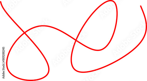 Simple red curved line forming a fluid abstract swirl on a white background, perfect for minimalist design, creative artwork, motion concepts, or modern graphic elements.
