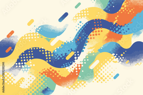 Sfondo astratto con onde fluide, colori vivaci e texture a mezzatinta, design moderno e dinamico.
