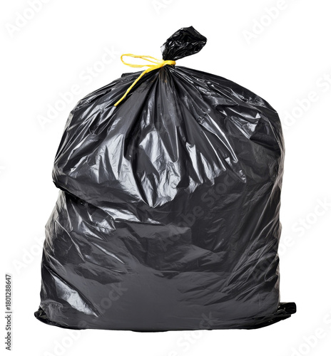 black garbage bag isolated on white background