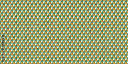 Floral Pattern with Orange Petals and Green Leaves – Seamless Vector Design for Textile and Wallpaper