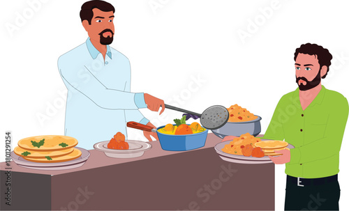 Indian Shopkeeper selling street food illustration animation ready