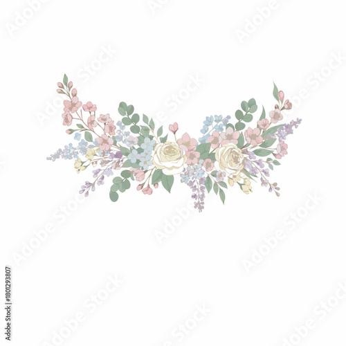 Spring floral bouquet, light pastel colors T-shirt design.svg