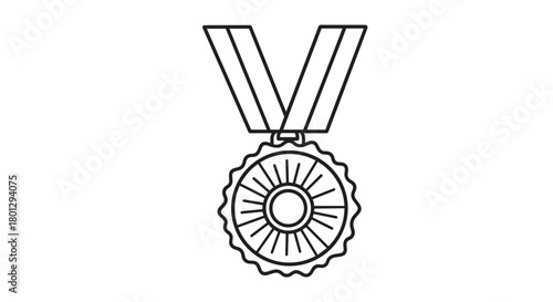 Elegant line art icon of a medal featuring a decorative circular pattern in its center symbolizing achievement and recognition.