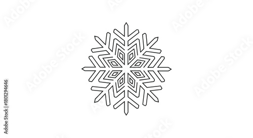 A beautifully intricate single line art snowflake design showcasing its unique geometric patterns and delicate crystalline structure.