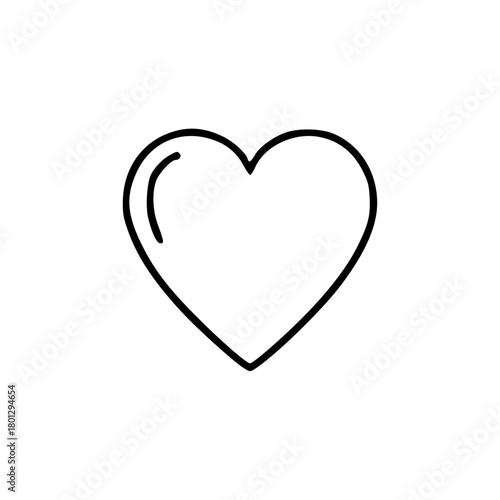 A simple, clean line drawing of a heart shape, centered on a white background.