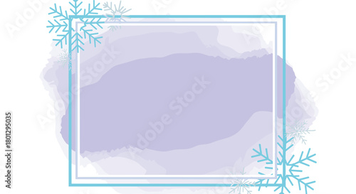 Winter wonderland background with a frosted frame and delicate snowflakes falling gently.