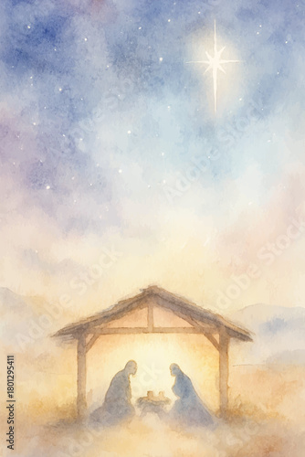 holy night watercolor illustration art