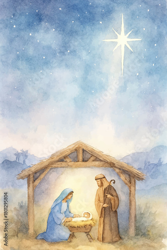 holy night watercolor art illustration