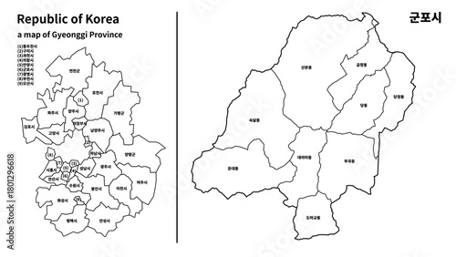 경기도 군포시 지도 / Gunpo City Map, Gyeonggi-do, South Korea