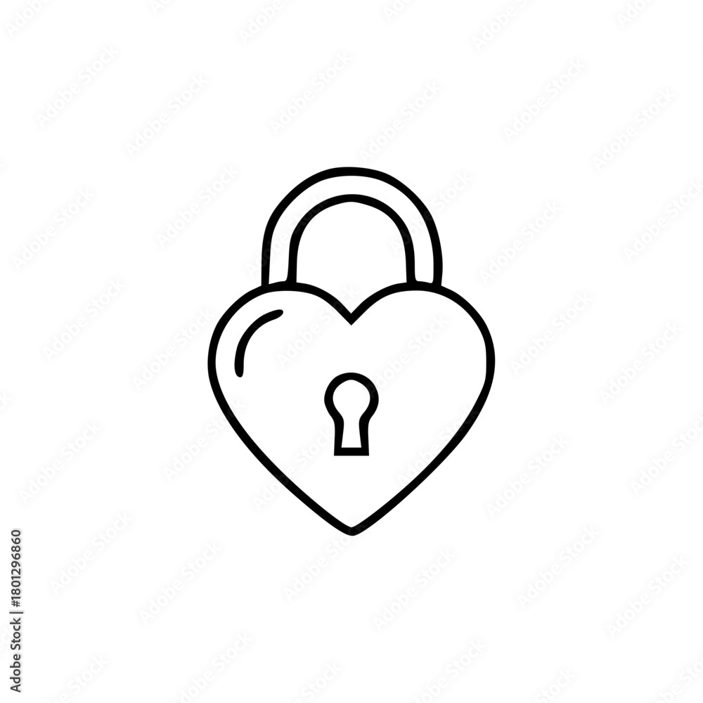 Obraz premium A simple, elegant black and white illustration of a heart-shaped padlock.