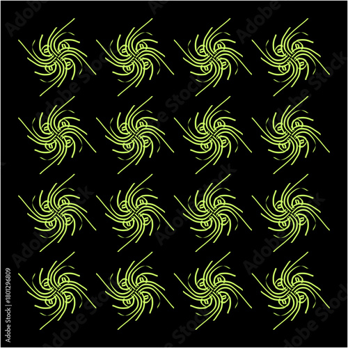 A vivid geometric tapestry of glowing lime spirals arranged in perfect symmetry, creating rhythmic motion, hypnotic balance, and modern digital elegance.