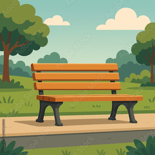 vector illustration of a bench in the park