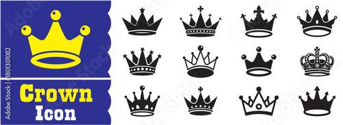Set of Queen crown icon, Queen crown vector collection