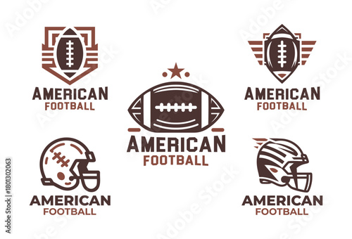 5 American Football Logo Set Professional Sports Branding Collection