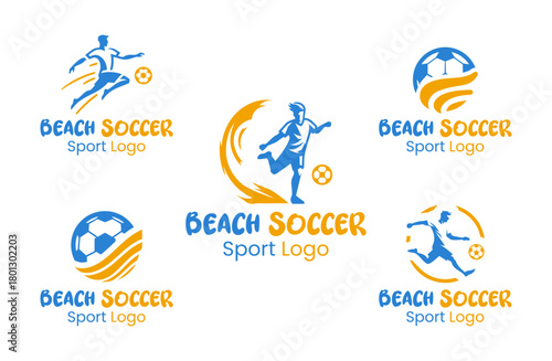 5 Beach Soccer Logo Set Sporty Summer Branding Collection