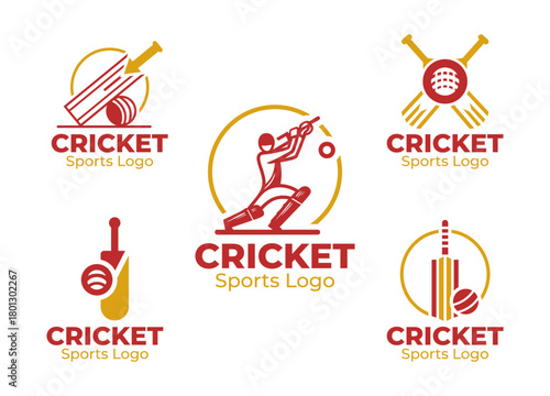 5 Cricket Logo Set Professional Sports Branding Collection
