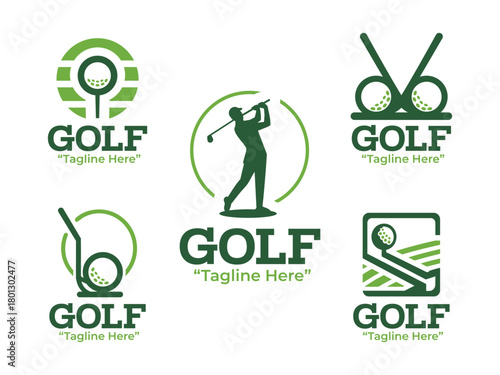 5 Golf Logo Set Elegant Sports Branding Collection