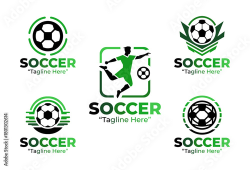 5 Soccer Logo Set Dynamic Sports Branding Collection
