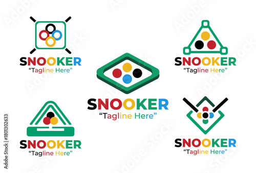 5 Snooker Logo Set Classic Sports Branding Collection