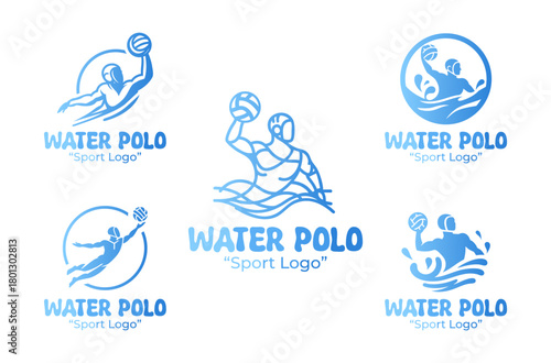 5 Water Polo Sport Logo Set Bold and Competitive Sports Branding Collection
