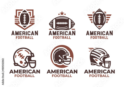 6 American Football Logo Set Professional Sports Branding Collection