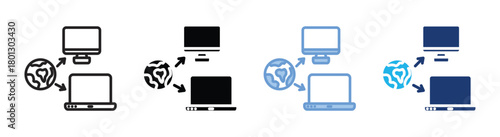 Network icon set multiple style collection