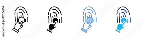 Fingerprint icon set multiple style collection