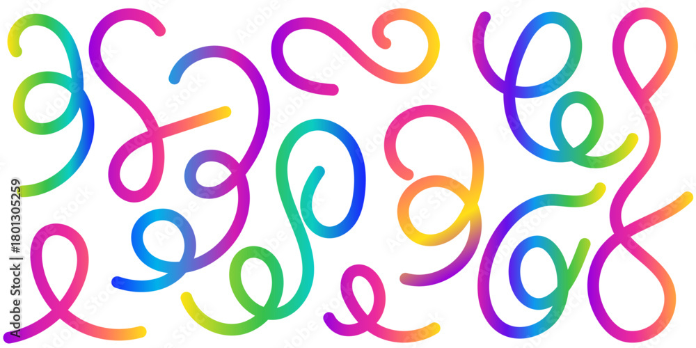 Obraz premium Vibrant rainbow gradient swirling lines on a white background