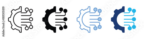 Digitalization icon set multiple style collection