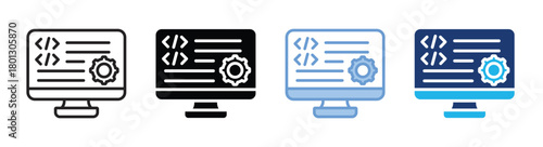 Coding icon set multiple style collection
