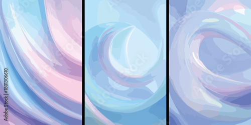 Sfondo astratto in toni pastello di blu, viola e rosa, con forme fluide e morbide, ideale per design.