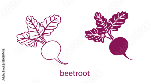 Beetroot icon silhouette and line style, editable stroke