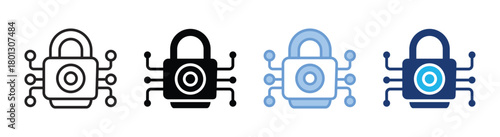 Encryption icon set multiple style collection
