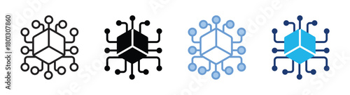 Blockchain icon set multiple style collection