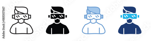 Virtual reality icon set multiple style collection