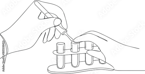 Scientist hands in gloves using pipette with test tubes