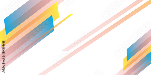 White abstract wide banner background with blue geometric shapes. Minimal geometric. Modern futuristic concept. Suit for cover, header, business, presentation
